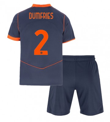 Inter Milan Denzel Dumfries #2 Replica Third Stadium Kit for Kids 2025-26 Short Sleeve (+ pants)